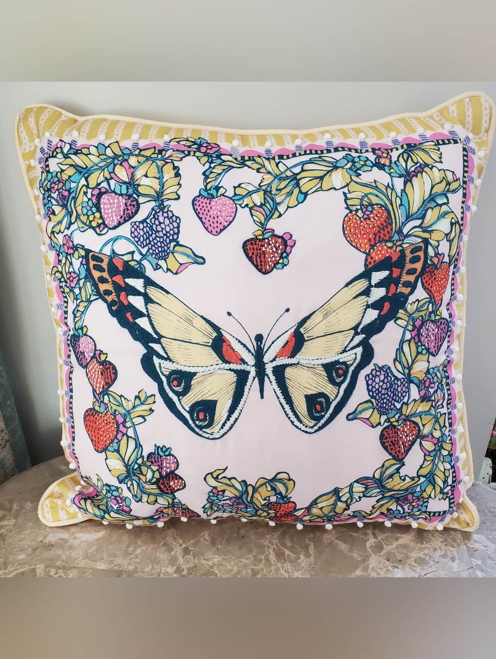 Alexandra Farmer Anthropologie The Flock Indoor/Outdoor Pillow 18"x18"